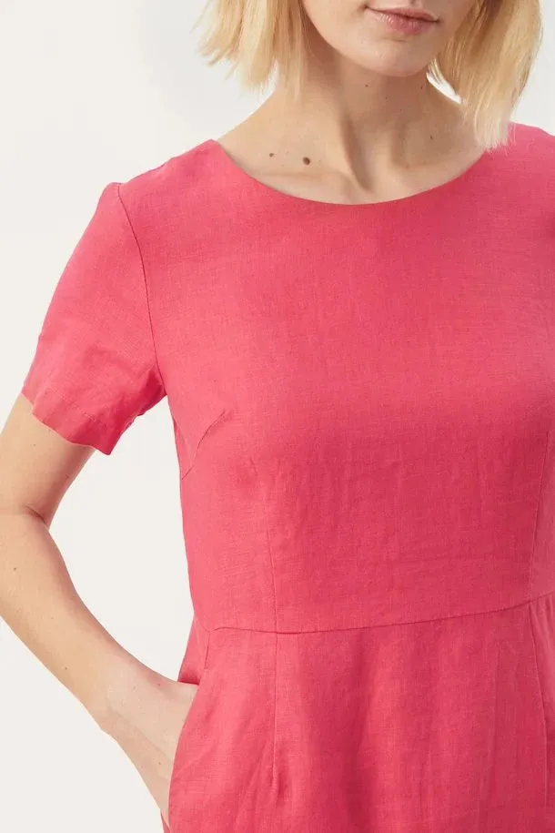 EAMARINAPW LINEN DRESS "Claret Red"