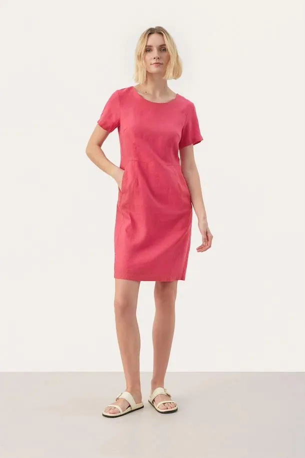 EAMARINAPW LINEN DRESS "Claret Red"