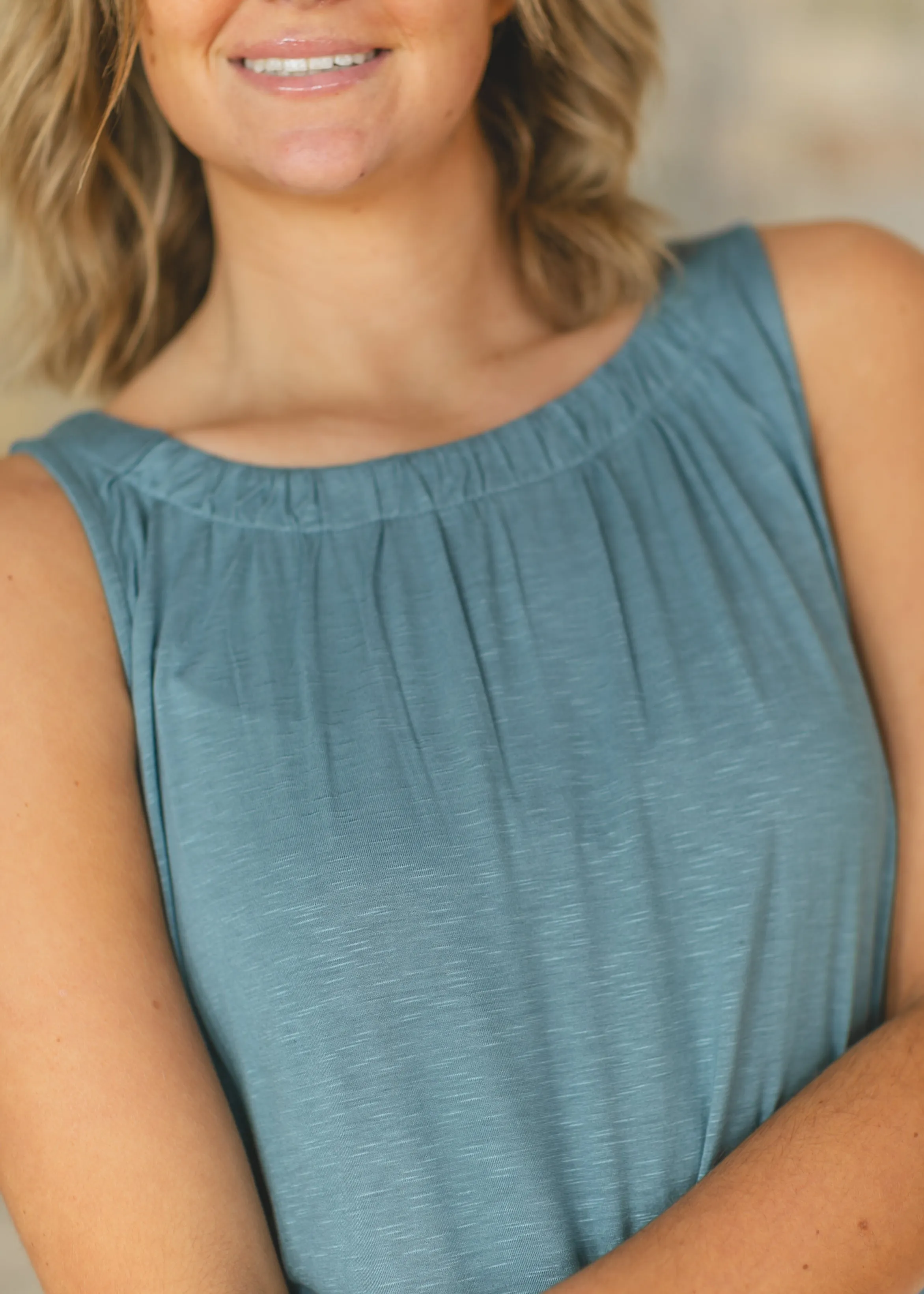 Essential Pleated Neck Layering Tank