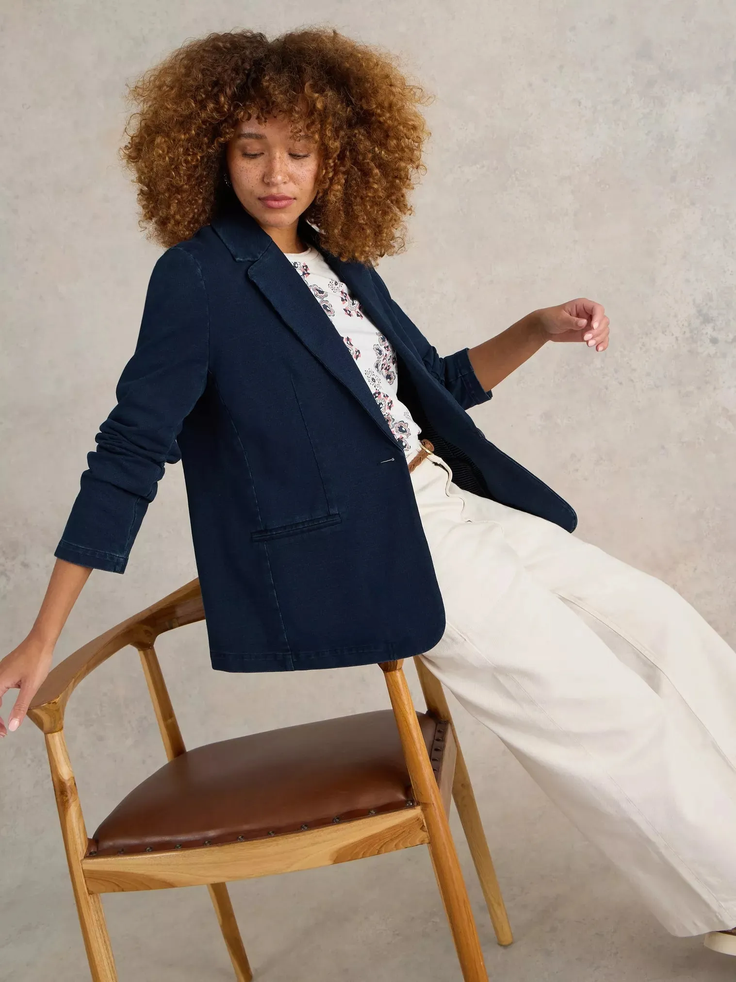 Evelyn Jersey Blazer - Dark Denim