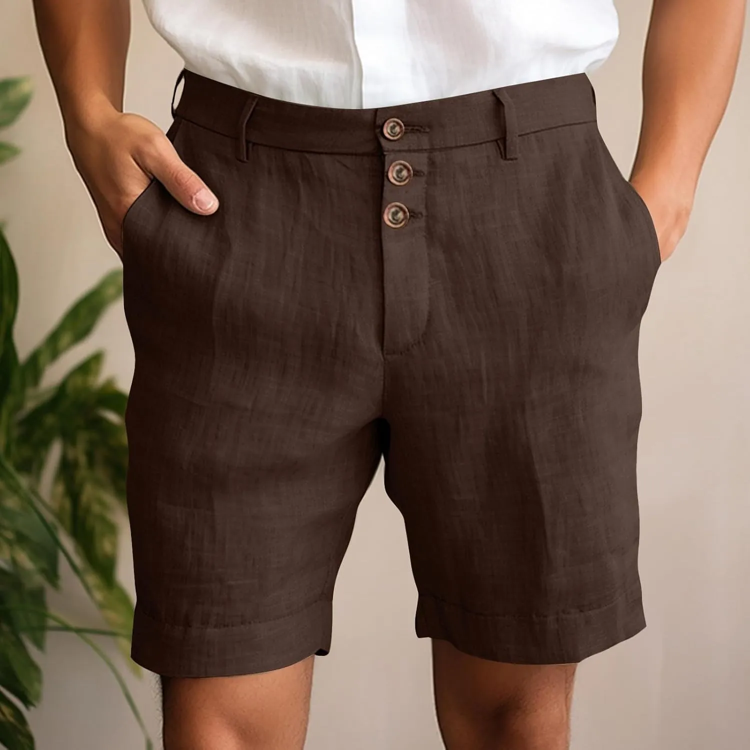 Finelylove Mens Casual Dress Shorts Flat Front Summer Beach Chino Shorts Lightweight Button Short Pants Vacation Outfits