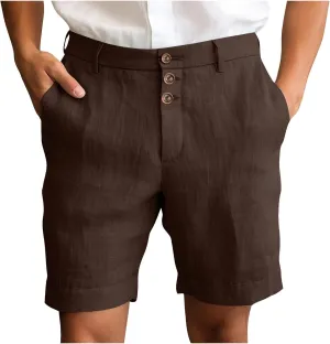 Finelylove Mens Casual Dress Shorts Flat Front Summer Beach Chino Shorts Lightweight Button Short Pants Vacation Outfits