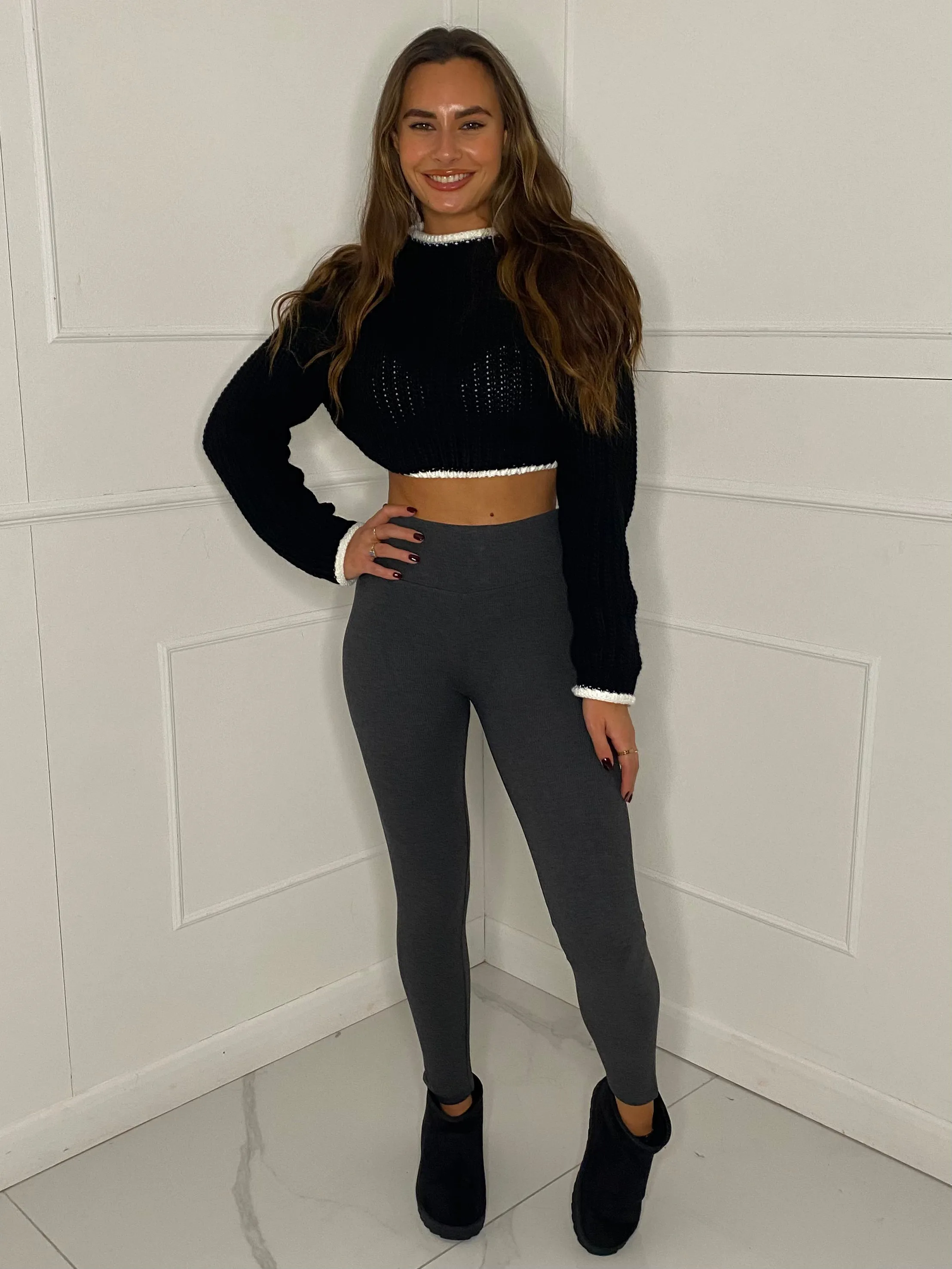 Fleece Lined Leggings - Grey