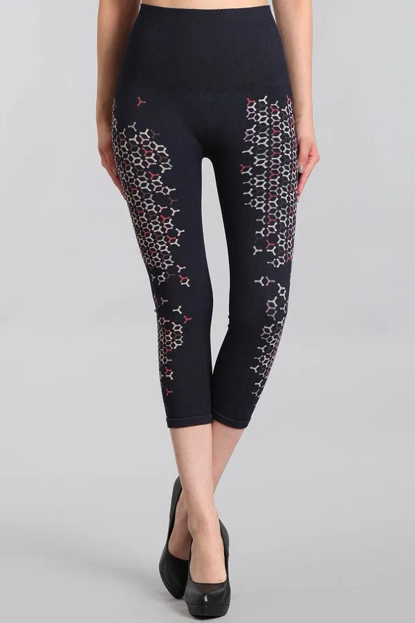 Geo Denim Crop Legging