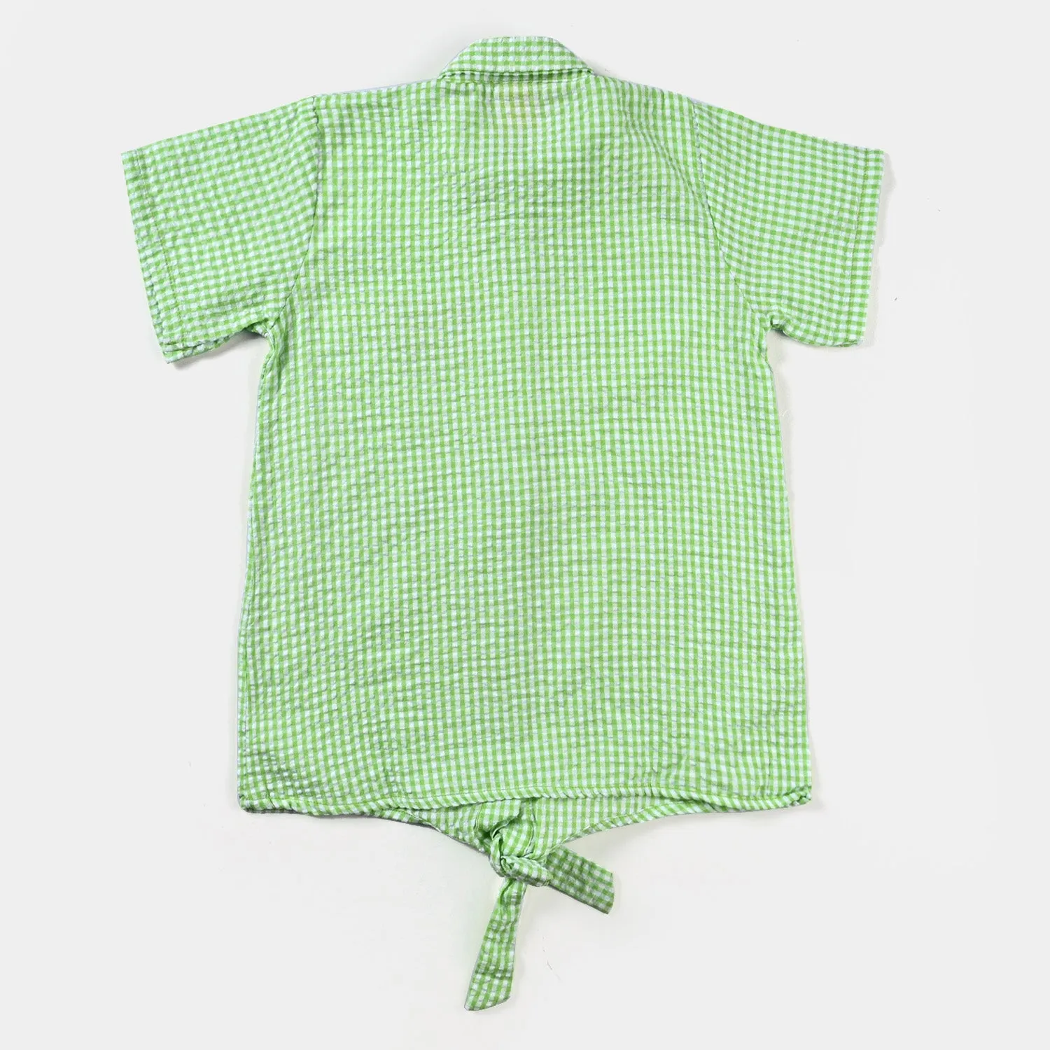 Girls Poly Cotton Emb Top Happy Colors-Green