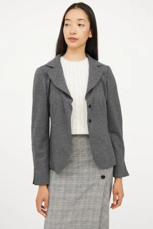 Grey Wool Long Sleeve Blazer
