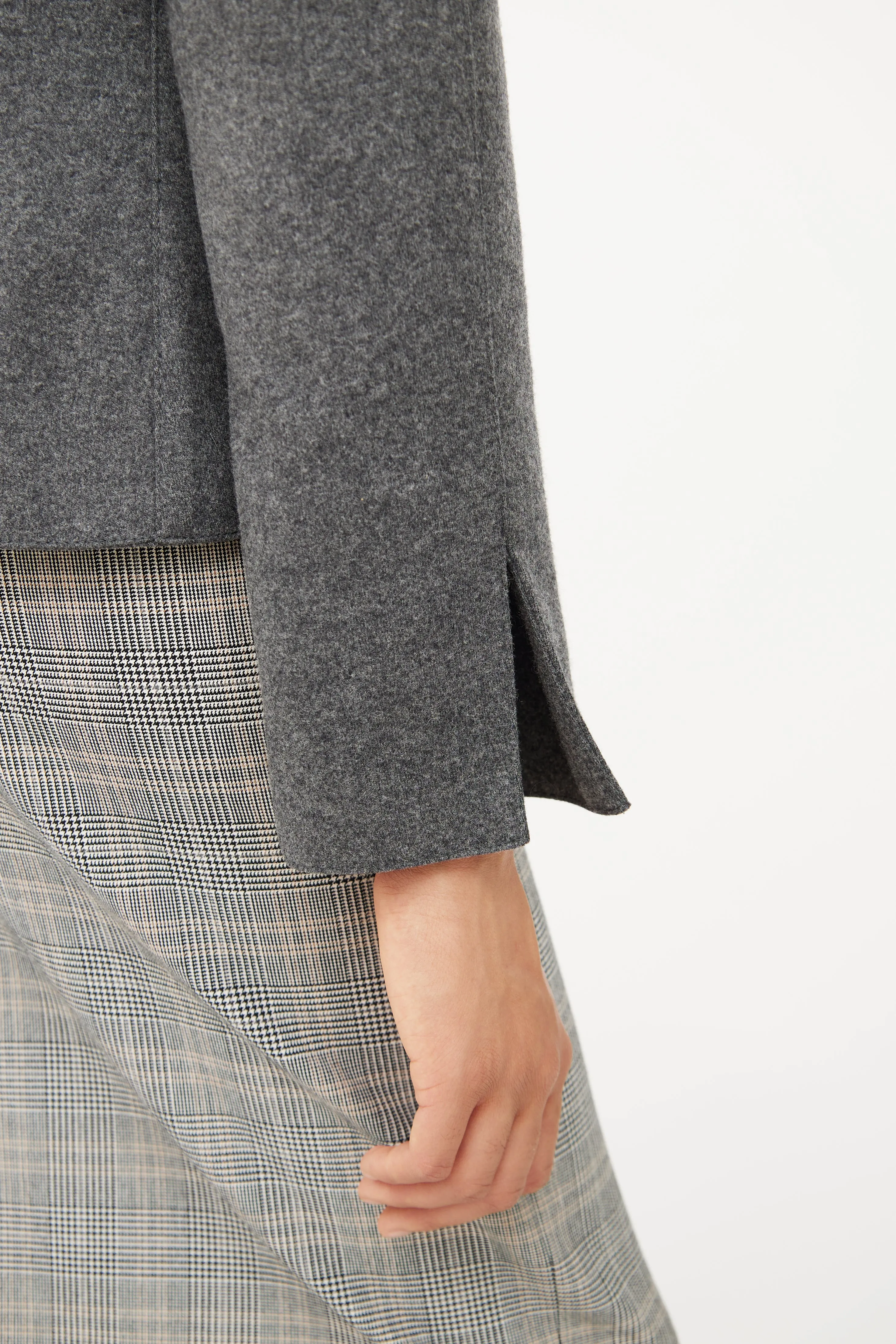 Grey Wool Long Sleeve Blazer