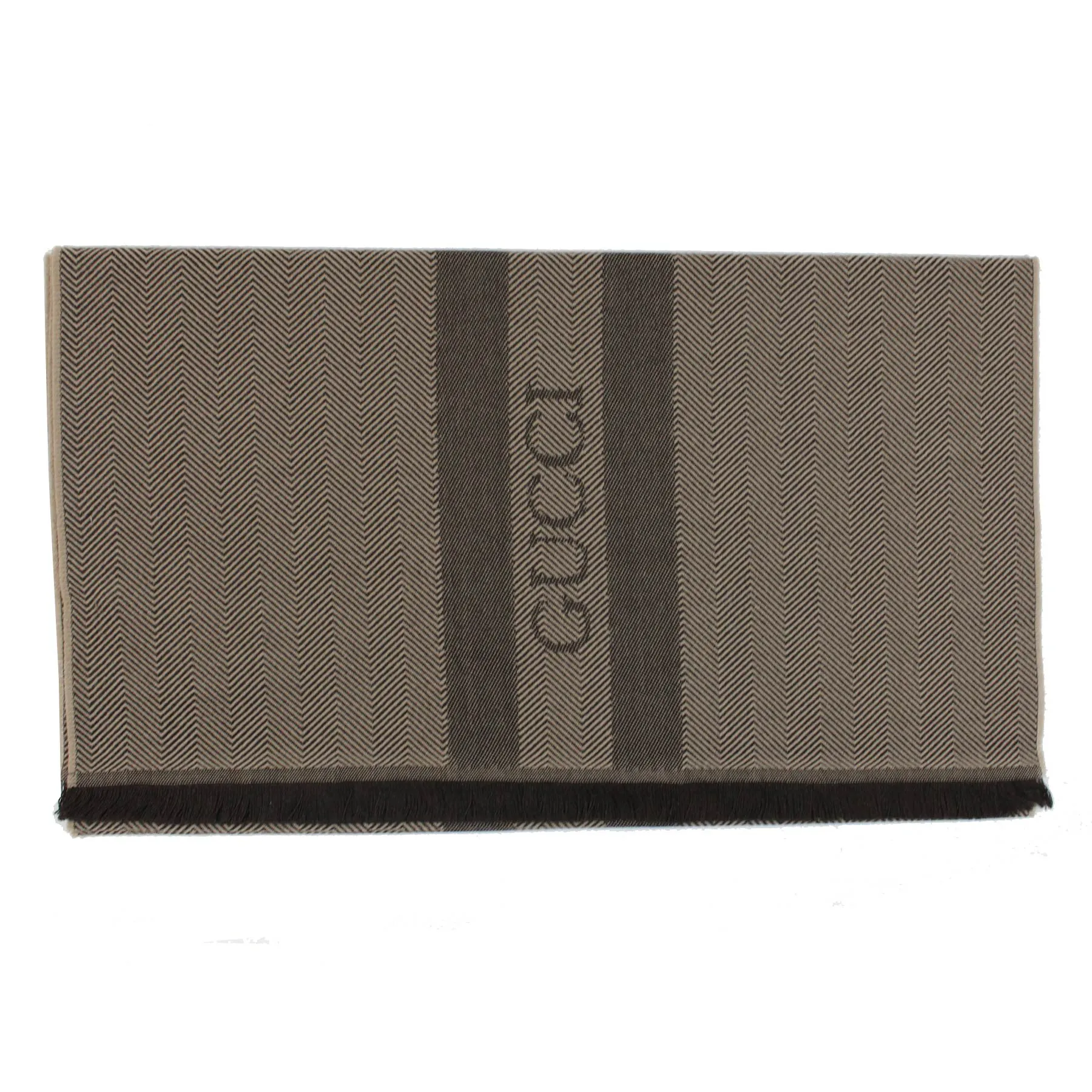 Gucci Scarf Beige Brown Herringbone - Wool Designer Shawl SALE