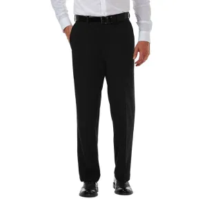 Haggar Mens Classic fit Dress Pants 44 / 34 Black Solid Stretch