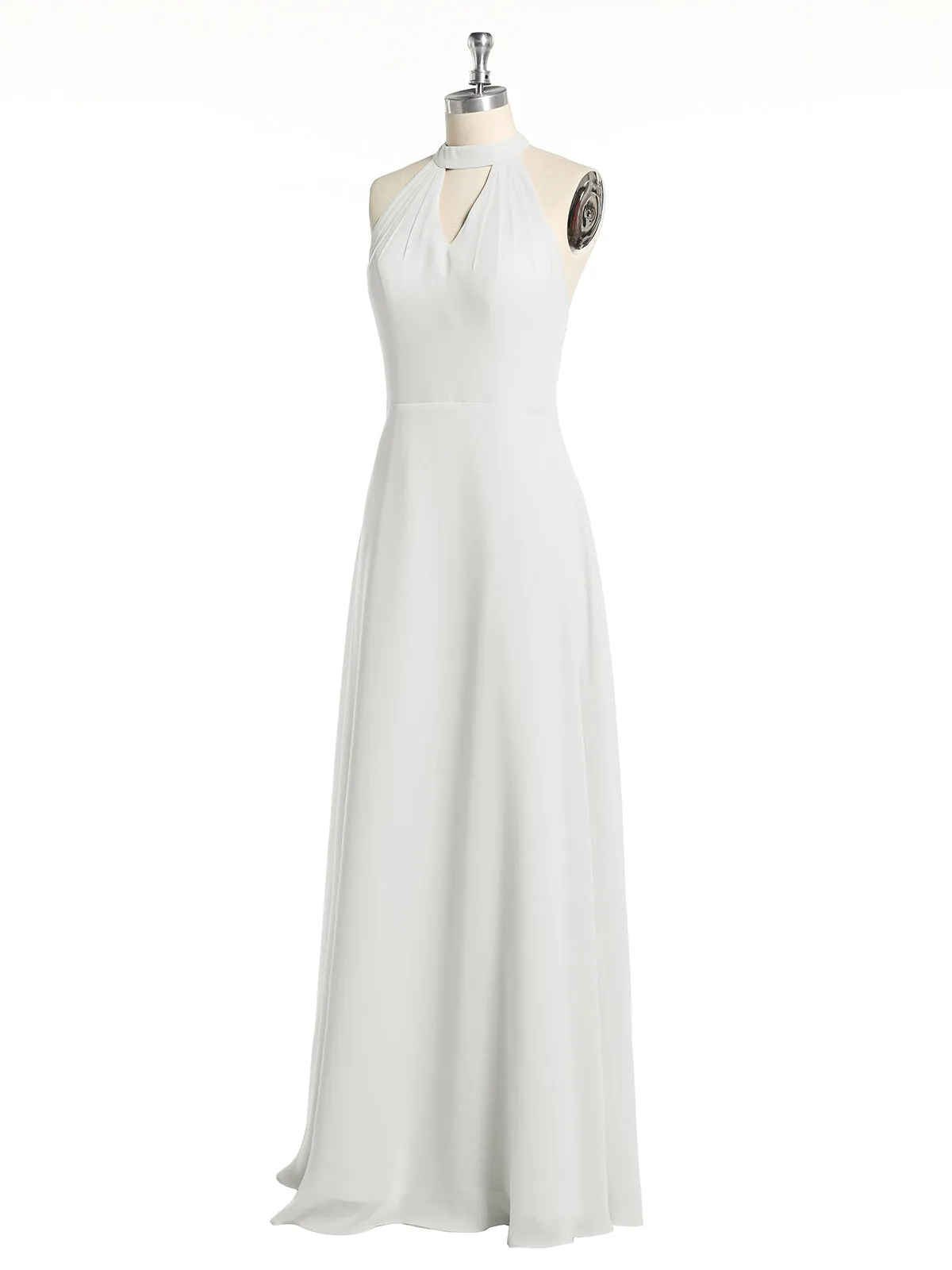 Halter Chiffon Long Bridesmaid Gowns with Low Back-Ivory