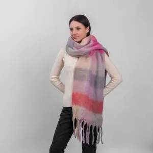 Irish Soft Check Scarf Pink