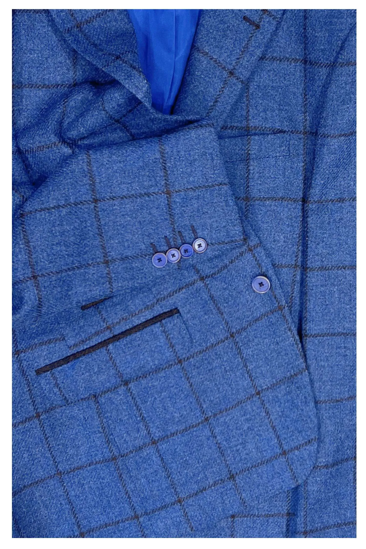 James Overcheck Pure Wool Jacket - Blue/Brown