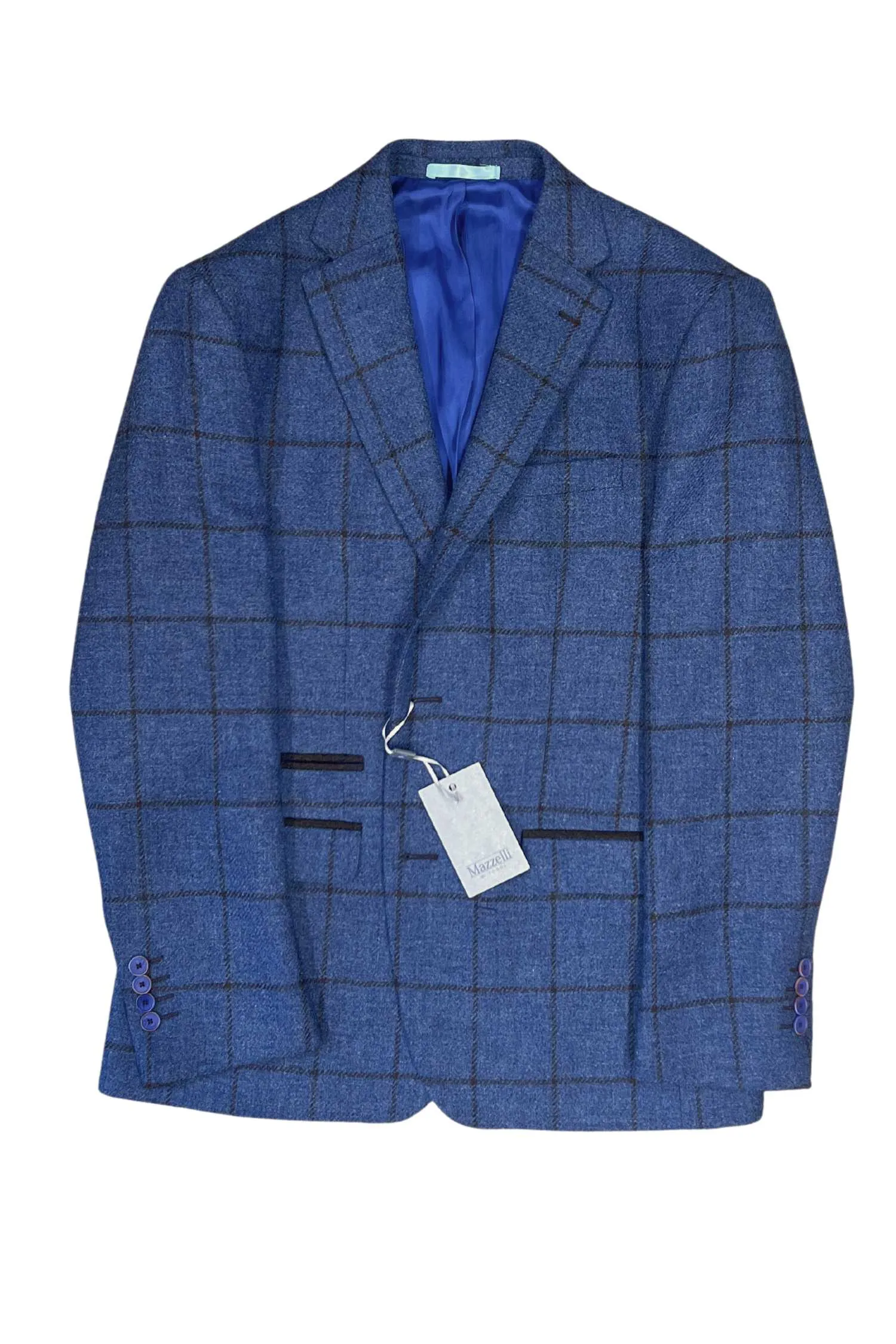 James Overcheck Pure Wool Jacket - Blue/Brown