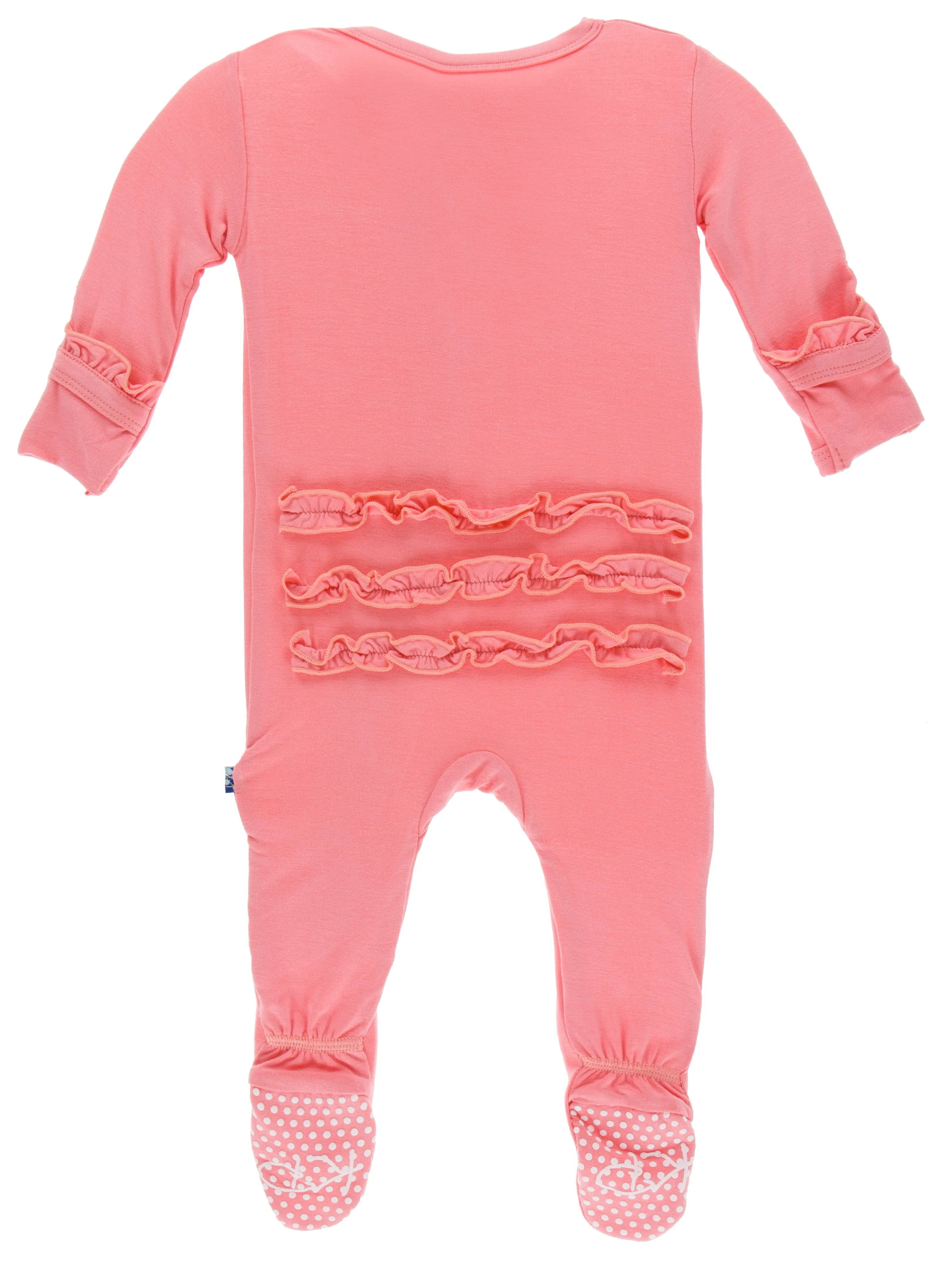 KicKee Pants Solid Strawberry Classic Ruffle Footie with Zipper