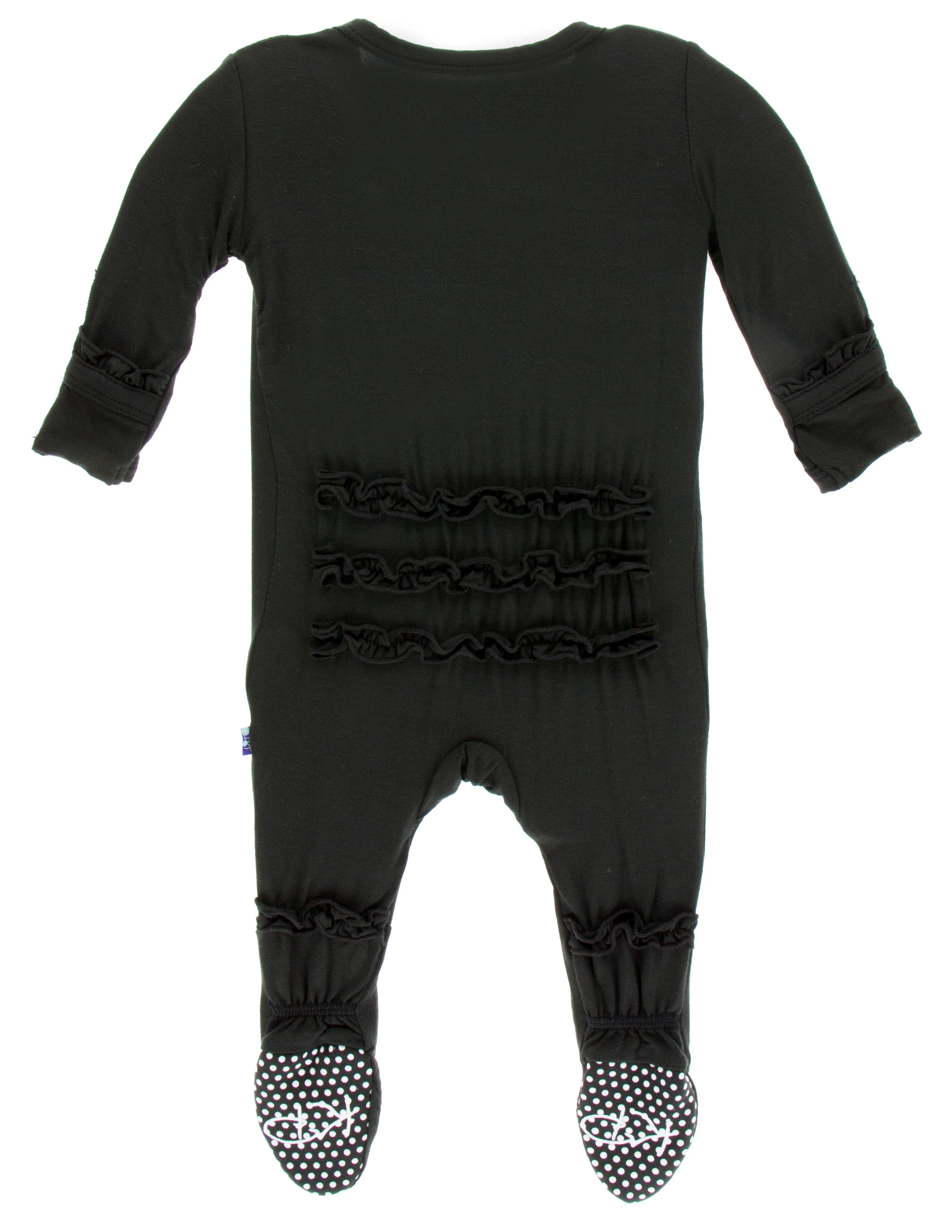 KicKee Pants Solid Zebra Classic Ruffle Footie with Snaps