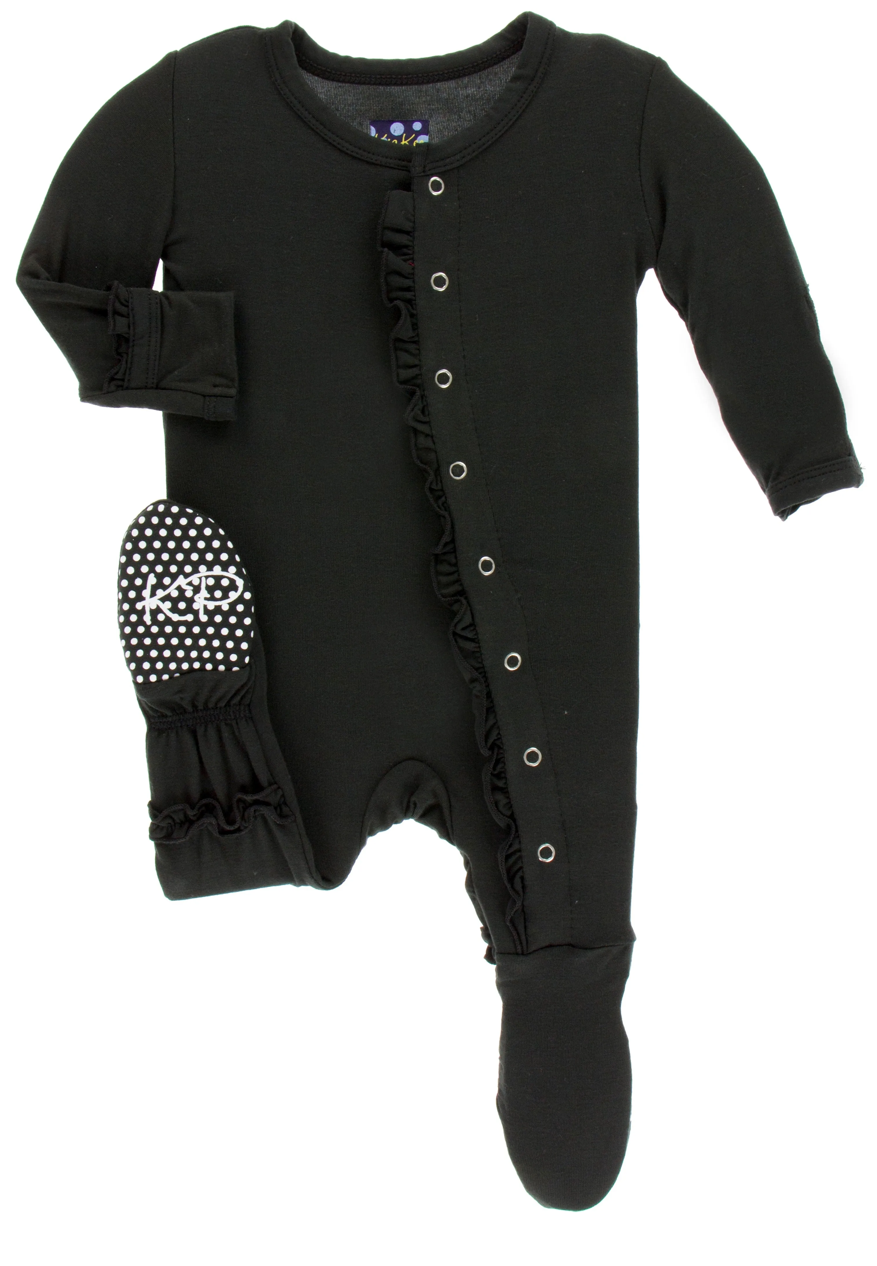 KicKee Pants Solid Zebra Classic Ruffle Footie with Snaps