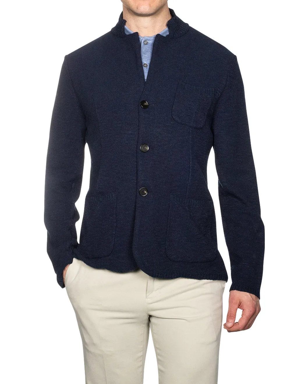 Knit Ribbed Swacket Navy
