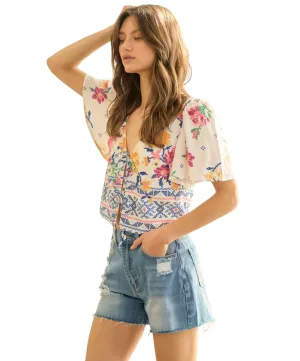 Kristen Floral Front Tie Top