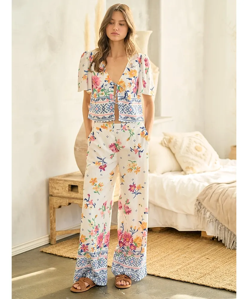 Kristen Floral Front Tie Top