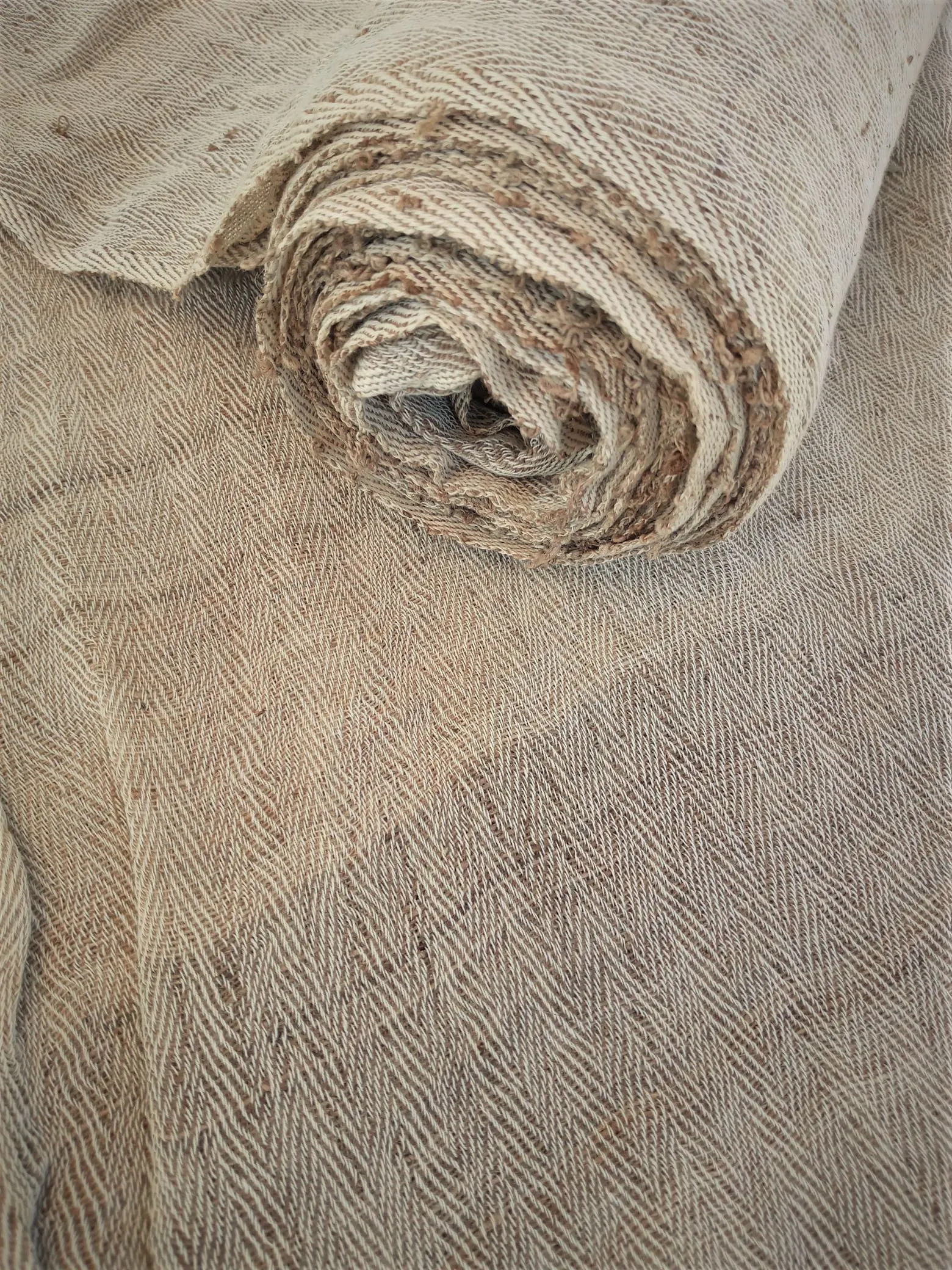 LUNA ~ NETTLE & COTTON FABRIC  handwoven