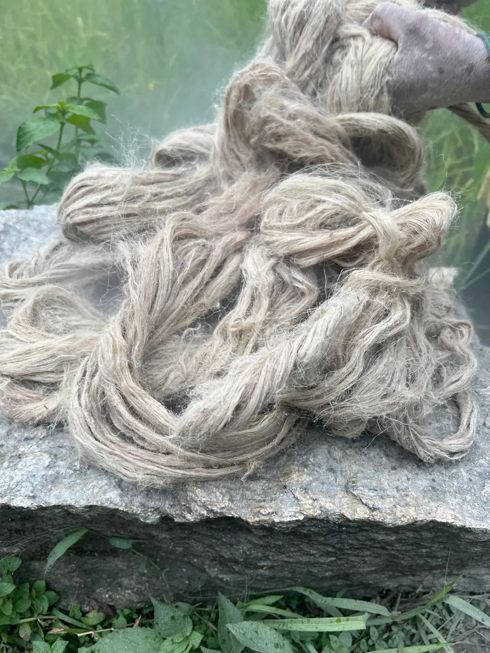 LUNA ~ NETTLE & COTTON FABRIC  handwoven