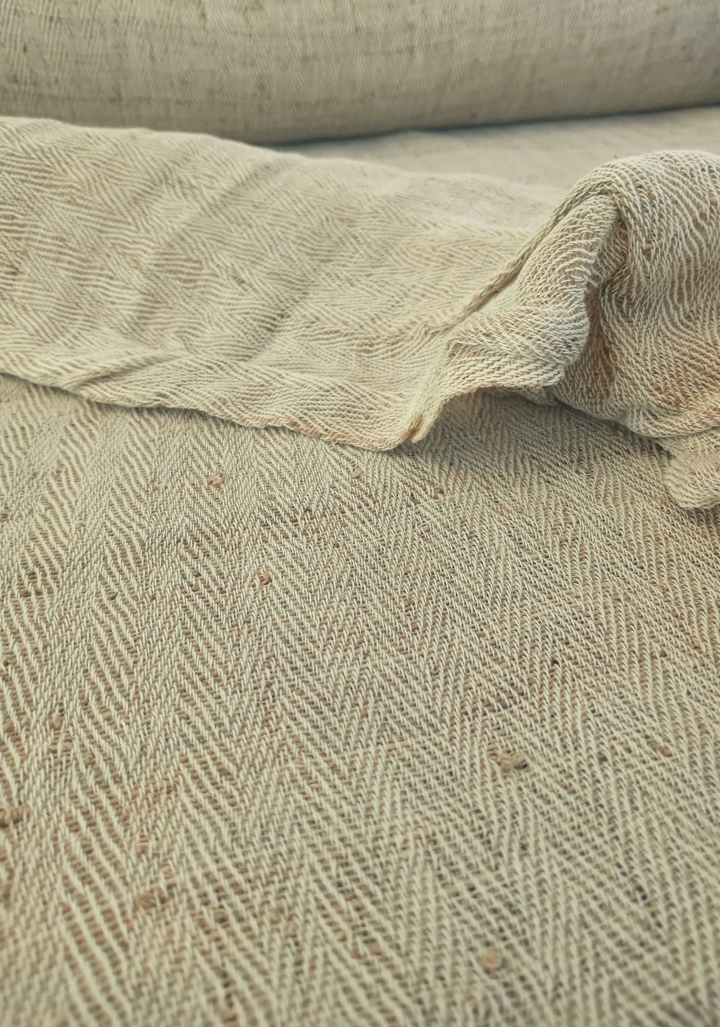 LUNA ~ NETTLE & COTTON FABRIC  handwoven