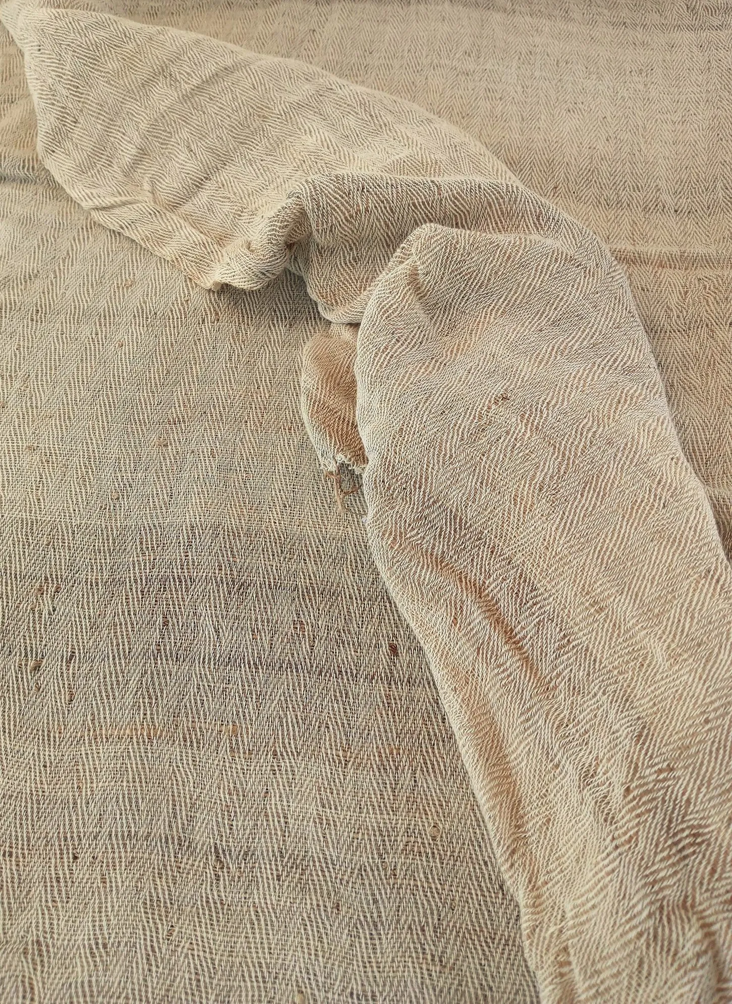 LUNA ~ NETTLE & COTTON FABRIC  handwoven