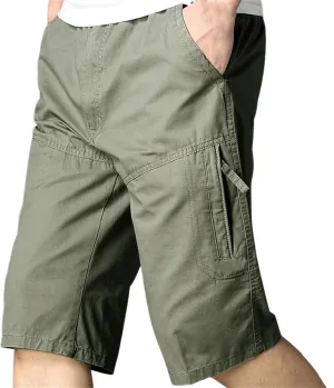 Men's Classic Cargo Shorts Casual Straight Leg Shorts Solid Color Slim Fit Pants Summer Work Pants with Pockets