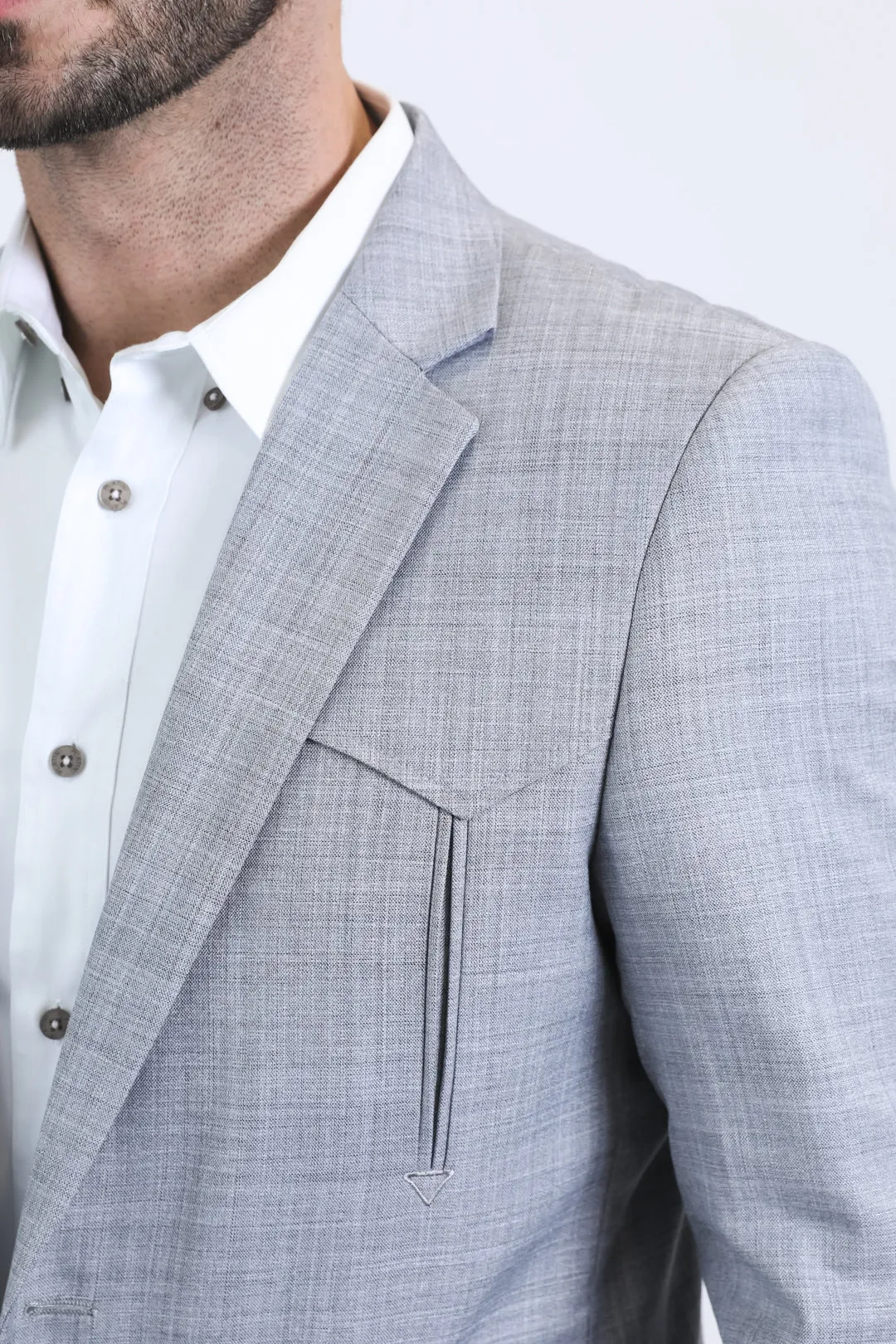 Men's Double Button Western Silver Blazer