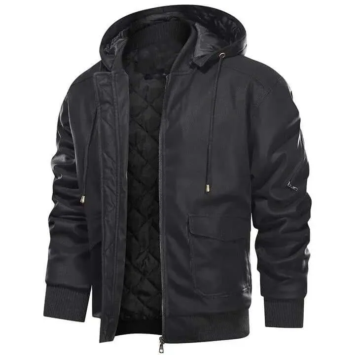 Men's Faux Leather Biker Jacket - Winter Warmth & Style