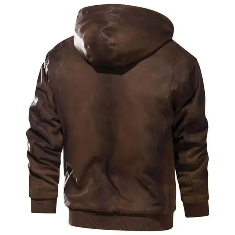 Men's Faux Leather Biker Jacket - Winter Warmth & Style