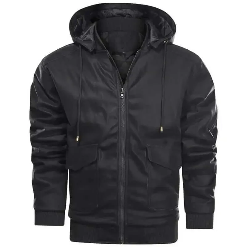 Men's Faux Leather Biker Jacket - Winter Warmth & Style
