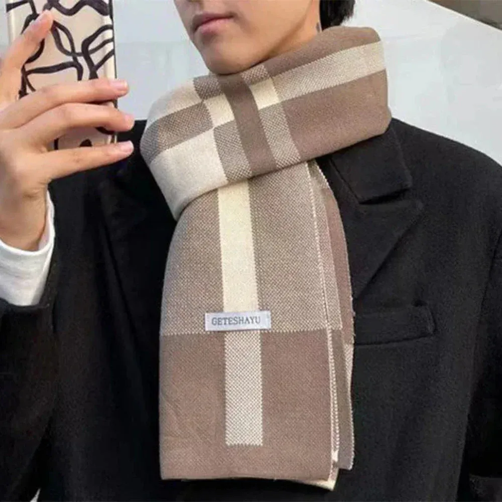 Mens Soft and Warm Plaid Scarf