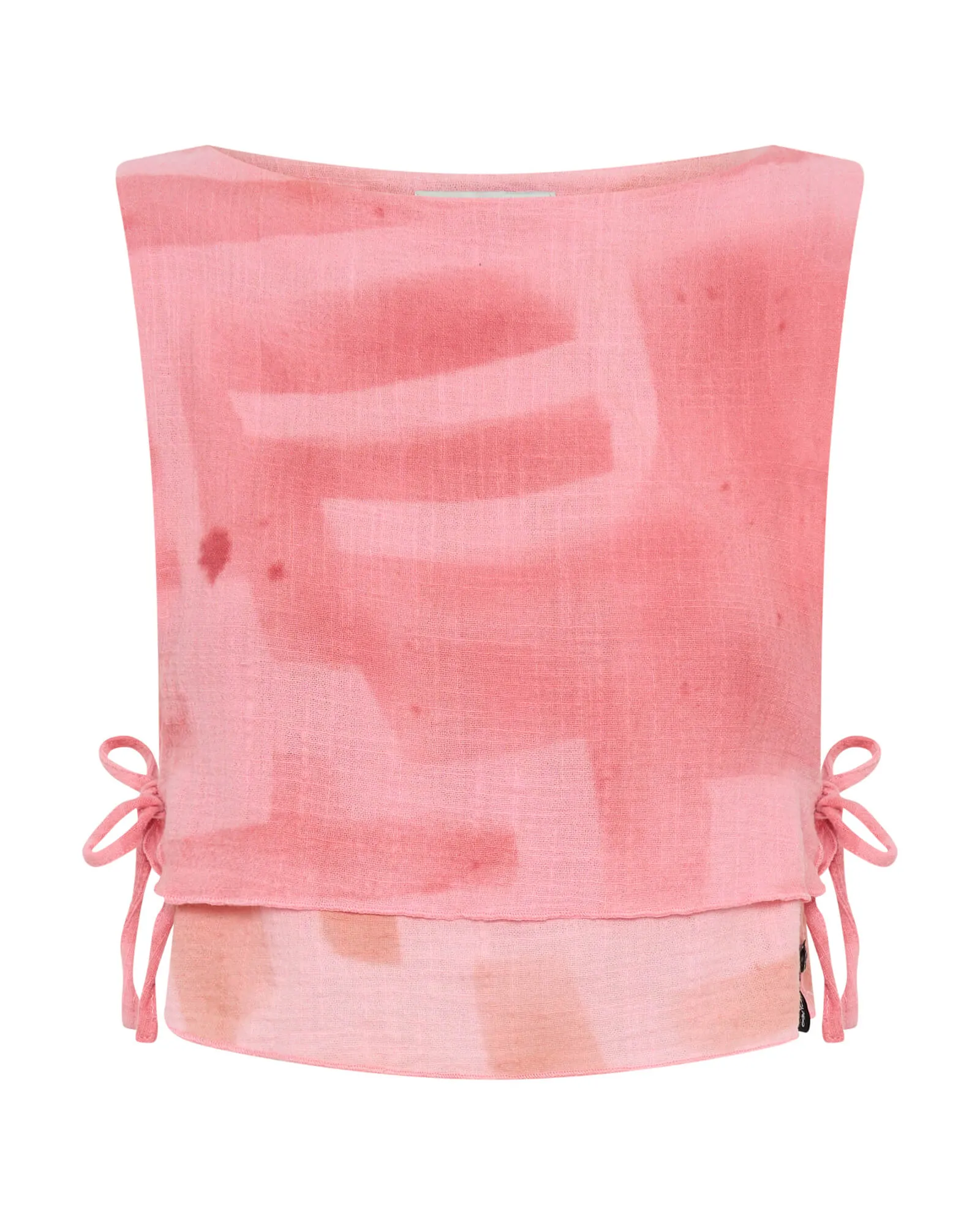 Moai Hand Painted Muslin Double Layer Top - Pink
