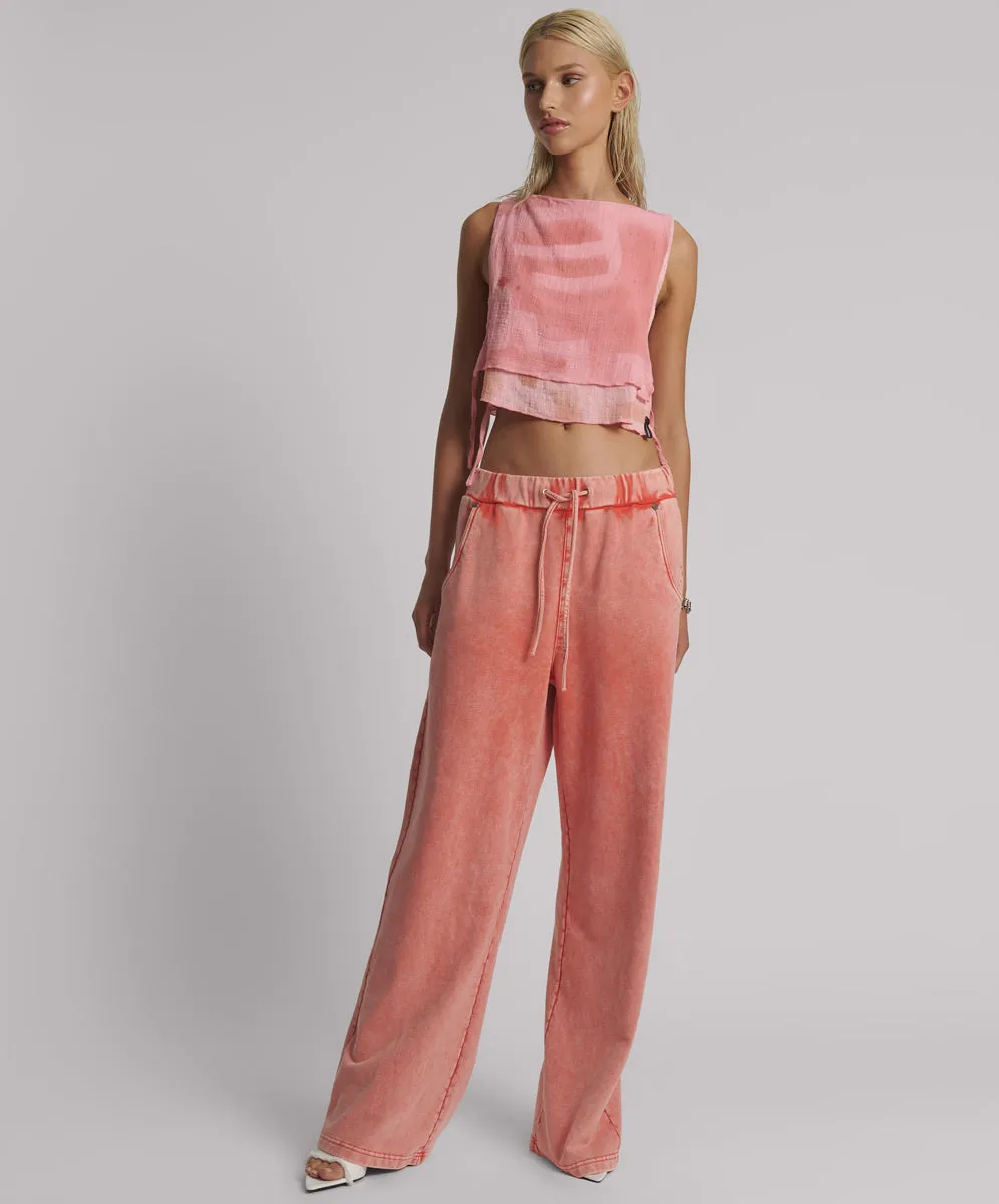 Moai Hand Painted Muslin Double Layer Top - Pink