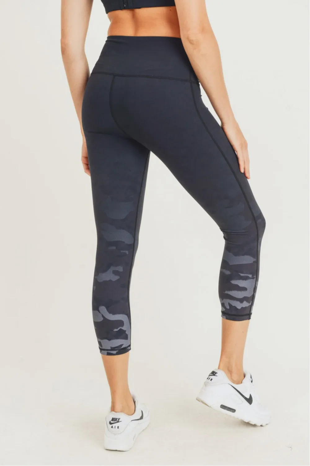 Mono B Camo Tip Ombre Print High Waisted Capri Leggings