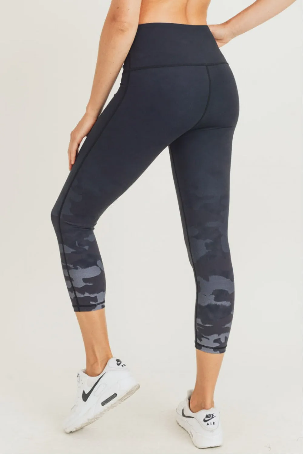 Mono B Camo Tip Ombre Print High Waisted Capri Leggings