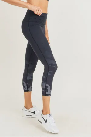 Mono B Camo Tip Ombre Print High Waisted Capri Leggings