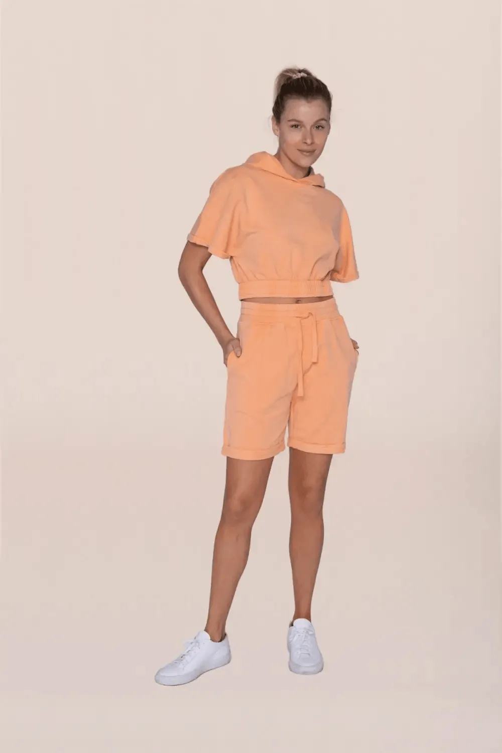 Mono B Relaxed High-Waisted Shorts - Coral Sand