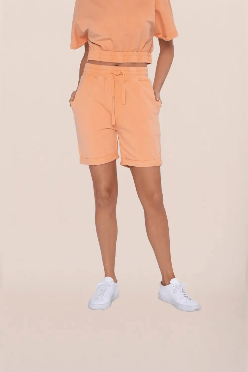 Mono B Relaxed High-Waisted Shorts - Coral Sand