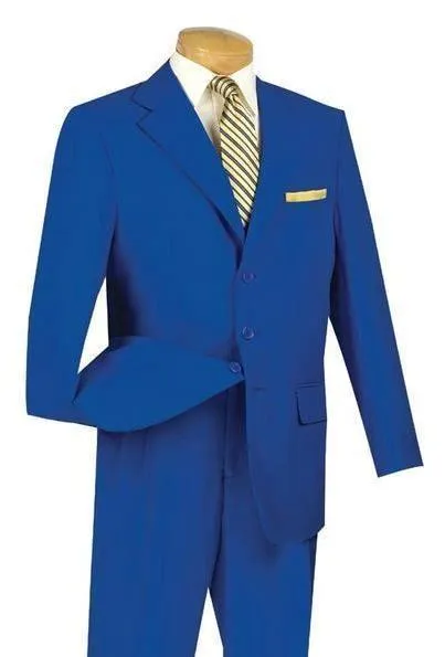 Mont Blanc Collection - Regular Fit Suit 3 Button 2 Piece in Royal Blue