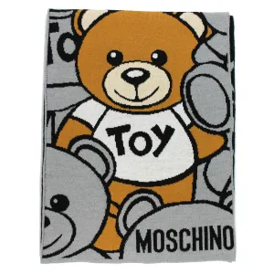 Moschino Wool Scarf Gray Toy Teddy Bear Women Collection FINAL SALE
