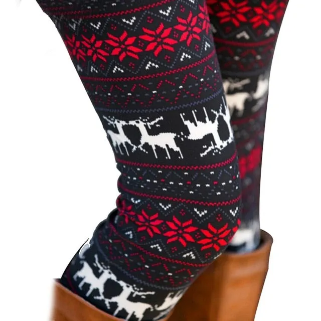 New Brand Women Warm Winter Knit Snowflake Christmas Leggings