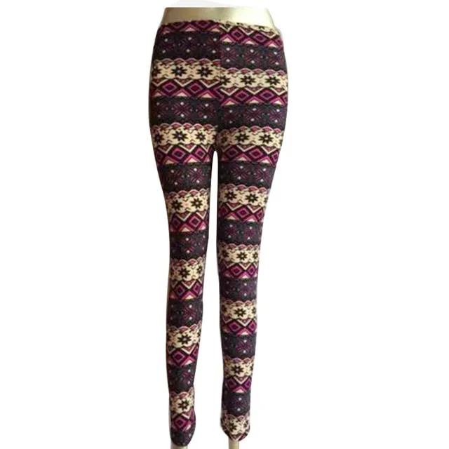 New Brand Women Warm Winter Knit Snowflake Christmas Leggings
