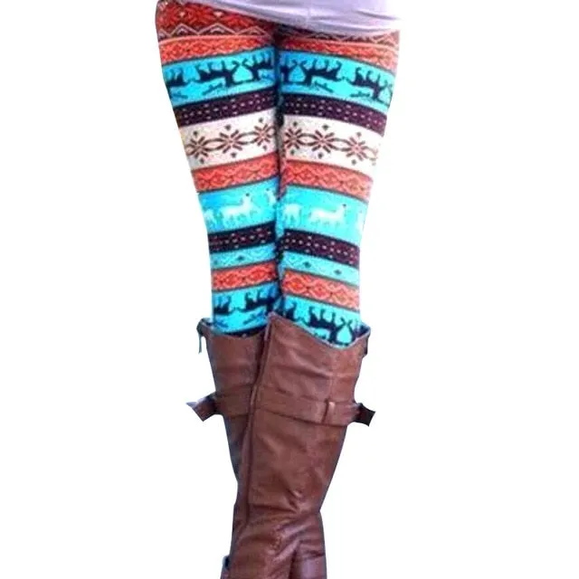 New Brand Women Warm Winter Knit Snowflake Christmas Leggings