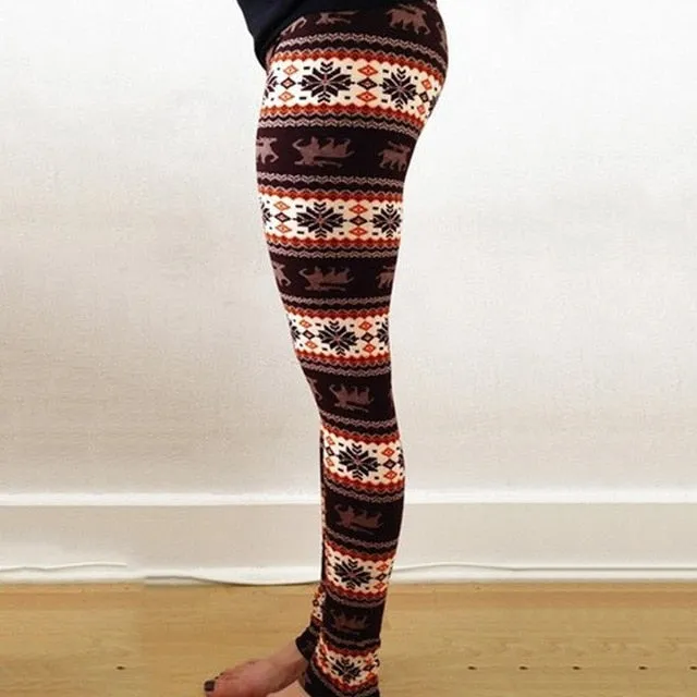 New Brand Women Warm Winter Knit Snowflake Christmas Leggings