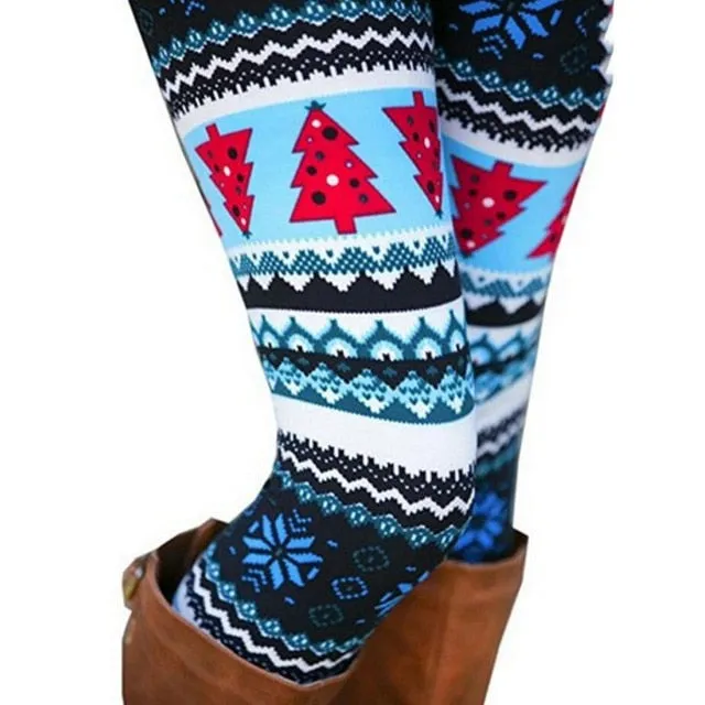 New Brand Women Warm Winter Knit Snowflake Christmas Leggings