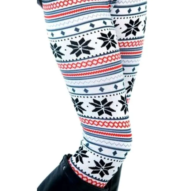 New Brand Women Warm Winter Knit Snowflake Christmas Leggings