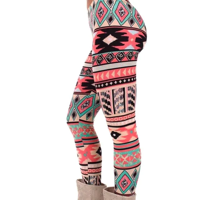 New Brand Women Warm Winter Knit Snowflake Christmas Leggings