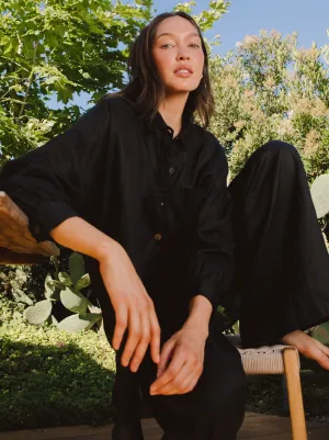Nusa Button Up Top - Black